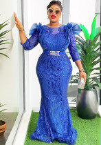 Plus Size African Women Christmas Halloween Party Evening Dress Sequins