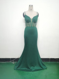 Gradient Sequins High Slit Slash Shoulder Sexy Evening Dress