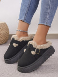 Fashionable Autumn Winter Thick-Soled Fleece Buckle Cotton Slippers Casual Plus Size Women's Shoes