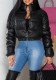 Women's High Collar Zipper Solid Color Long Sleeve Short Cotton-Padded Coat