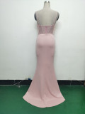 Gradient Sequins High Slit Slash Shoulder Sexy Evening Dress