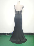 Gradient Sequins High Slit Slash Shoulder Sexy Evening Dress