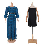 Plus Size Women African Round Neck Lace Dress
