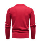 Autumn Winter Patch Round Neck Knitting Sweater
