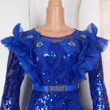 Plus Size African Women Christmas Halloween Party Evening Dress Sequins