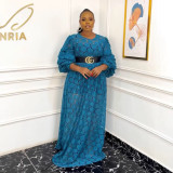 Plus Size Women African Round Neck Lace Dress