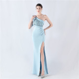 Beaded Lace Luxury Satin Evening Dress
