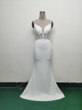 Gradient Sequins High Slit Slash Shoulder Sexy Evening Dress