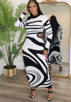 Women's Winter Sexy Slim Contrast Color Fashionable Round Neck Open Waist Slim Dress Women's Winter Sexy Slim Contrast Color Fashionable Round Neck Open Waist Slim Dress