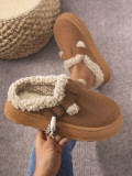 Fashionable Autumn Winter Thick-Soled Fleece Buckle Cotton Slippers Casual Plus Size Women's Shoes