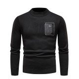 Autumn Winter Patch Round Neck Knitting Sweater