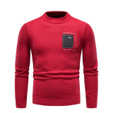 Autumn Winter Patch Round Neck Knitting Sweater
