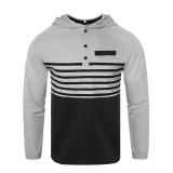 Men's Casual Set Outdoor Hooded Striped Long Sleeve Hoodies Pants Set