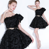 Black Slash Shoulder Evening Dress Formal Party Elegant Long Dress（Processing time need 3-6 days）