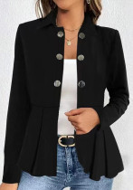 Spring Autumn Women's Button Decoration Turndown Collar Long Sleeve Fashion Casual Jacket