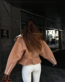 Autumn Winter Turndown Collar Fashion Women's Long-Sleeved Solid Color Jacket