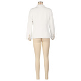 Women's Autumn Winter Solid Color Long Sleeve Pockets Blazer Jacket