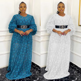 Plus Size Women African Round Neck Lace Dress