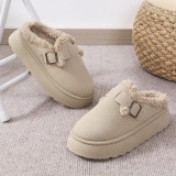 Fashionable Autumn Winter Thick-Soled Fleece Buckle Cotton Slippers Casual Plus Size Women's Shoes