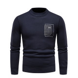 Autumn Winter Patch Round Neck Knitting Sweater