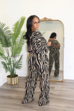 Autumn Women's Clothing Slash Shoulder Printed Two-Piece Pants Set