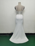 Gradient Sequins High Slit Slash Shoulder Sexy Evening Dress