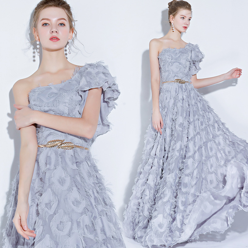 Black Slash Shoulder Evening Dress Formal Party Elegant Long Dress(Processing time need 3-6 days)