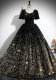 Luxury Sequin Puff Short Sleeve A-Line Luxury Evening Dress（Processing time need 3-6 days）