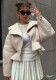Autumn Winter Turndown Collar Fashion Women's Long-Sleeved Solid Color Jacket