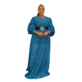 Plus Size Women African Round Neck Lace Dress