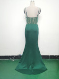 Gradient Sequins High Slit Slash Shoulder Sexy Evening Dress