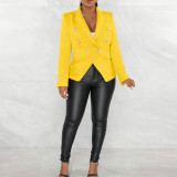 Women's Autumn Winter Solid Color Long Sleeve Pockets Blazer Jacket