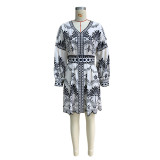 Women Autumn Printed Beach Dress