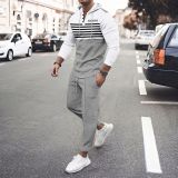 Men's Casual Set Outdoor Hooded Striped Long Sleeve Hoodies Pants Set
