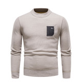 Autumn Winter Patch Round Neck Knitting Sweater