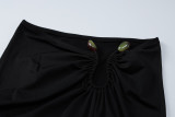 Autumn Winter Women's Fashion Crop Long-Sleeved Top Slim Skirt Two Piece Set