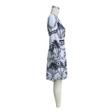Women Autumn Printed Beach Dress