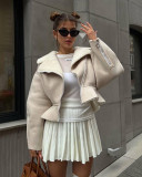 Autumn Winter Turndown Collar Fashion Women's Long-Sleeved Solid Color Jacket