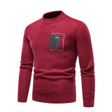 Autumn Winter Patch Round Neck Knitting Sweater