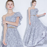 Black Slash Shoulder Evening Dress Formal Party Elegant Long Dress（Processing time need 3-6 days）