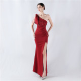 Beaded Lace Luxury Satin Evening Dress