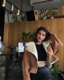 Autumn Winter Turndown Collar Fashion Women's Long-Sleeved Solid Color Jacket