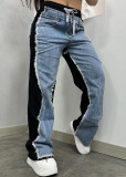 Women Style Patchwork Denim Pants