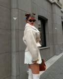 Autumn Winter Turndown Collar Fashion Women's Long-Sleeved Solid Color Jacket