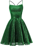 Sequined Evening Dress Strap A-Line Party Dress For Women（Processing time need 3-6 days）