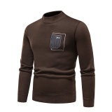 Autumn Winter Patch Round Neck Knitting Sweater