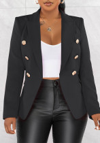 Women's Autumn Winter Solid Color Long Sleeve Pockets Blazer Jacket