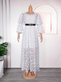 Plus Size Women African Round Neck Lace Dress