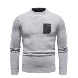 Autumn Winter Patch Round Neck Knitting Sweater