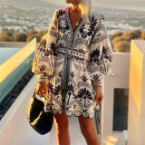 Women Autumn Printed Beach Dress